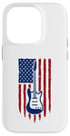 Coque pour iPhone 14 Pro Drapeau américain guitare électrique drapeau américain pour guitariste drapeau USA