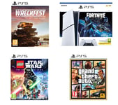 Sony PlayStation 5 Fortnite Cobalt Star Bundle (Model Group - Slim), Wreckfest, LEGO Star Wars: The Skywalker Saga & Grand Theft Auto V, White