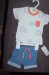 M&S 2 Piece Shorts and T Shirt Set 100% Cotton Age Up to 3 Months BNWT