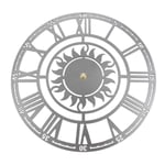 Facile CréAtif DéCoratif RéTro Sun Roman Digital Horloge Murale Acrylique Mur D'Horloge 30Cm X Moderne Argent