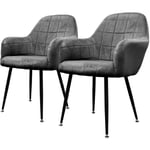 Lot de 2 Chaises de Salle à Manger Cuisine Salon Séjour Gris Foncé Assise Siège Rembourrée en Velours Structure en Métal Fauteuil Rétro avec