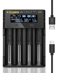 18650 Battery Charger, KALAHOL Rechargeable Battery Charger, 4-Slot Universal Battery Charger, Super Fast Charging, LCD Display with Micro USB for Li-ion Batteries 18650 26650, Ni-MH/Ni-Cd A AA AAA