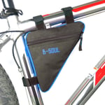 Bicycle triangle bag, car beam bag, quick release mountain bike, front bag, riding equipment accessories-Black blue_1L