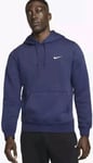 Mens Nike Sportswear Club Fleece Solo Swoosh Hoodie Navy 611457-410 Size LARGE