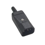 Connecteur de câble droit IEC C13 C14 C15 10A 250V,noir 600,prise mâle,connecteur d'alimentation remplaçable,prise AC 3 broches - Type C14