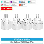 Prise Connectee Wifi Alexa Google Tuya Smartlife, Modele: 4pcs