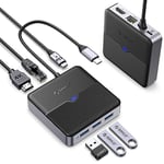 ORICO Hub USB C 6 en 1 Station d'accueil avec Ethernet 1000M, 4K HDMI, PD 100W, 3 Ports 5 Gbps USB A 3.0, Type C Multiport Docking Station pour MacBook Air Pro M2 M1 iPad Surface Dell HP (15cm)