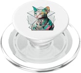 Sphynx Chat coloré Cyberpunk Tokyo Mosaïque Canadienne Sphynx PopSockets PopGrip pour MagSafe