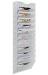 EasyPAG 12 Compartiments Métal Porte Revue Mural Porte Document Suspendu A4 Organisateur de Bureau à Suspendre Banette de Rangement Range Papier Corbeille a Courrier Murale,Blanc