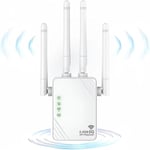 Répéteur WiFi, Extender WiFi, 1200MPs Amplificateur de Signal WiFi, 5GHz et 2.4GHz Dual Band WiFi Booster, Mode Repeater/Router/AP, 4 Antennes, 2 Ports LAN pour la Maison/Bureau