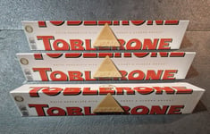 (V) TOBLERONE WHITE SWISS CHOCOLATE BAR 360G X 3 HONEY NOUGAT