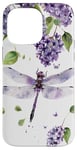 iPhone 14 Pro Max Dragonfly Surrounded by Lilac Flowers and Leaves Case