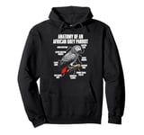 Anatomy Of An African Grey Parrot Funny Parrot Ornithologist Pullover Hoodie