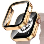 Vattentätt case för Apple Watch 7 8 9 45 mm 41 mm skärmskydd Glas+ cover Bumper Tempered iWatch 5 SE 6 44 mm 40 mm Tillbehör Rose Gold Series 4 5 6 SE 44mm