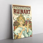 Big Box Art Champagne Ruinart Vol.1 by Alphonse Mucha Canvas Wall Art Print Ready to Hang Picture, 76 x 50 cm (30 x 20 Inch), Beige, Cream, Grey