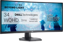 S3422DWG 34"" WQHD (3440x1440) 21:9 1800R Écran PC Gaming Incurvé, 144Hz, VA, 1ms MPRT, AMD FreeSync Premium Pro, HDR 400, DisplayPort, 2x HDMI, 5x USB, Garantie 3 ans.[G211]