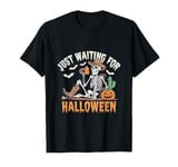 Halloween Skeleton Just Waiting Cowboy Coffee Humor T-Shirt