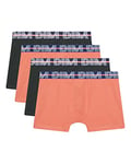 DIM Boxer Garçon EcoDIM Coton Stretch Coloré x4, Orange/Noir/Noir/Orange, 10 ans