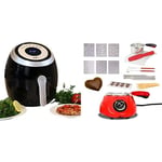 Total Chef Electric Air Fryer 3.6l Touchscreen Digital Air Fryers Adjustable Temperature and Timer Black + Chocolate Melting Pot Fondue Set Chocolatier 250g Electric Chocolate Melter Candy Maker Red