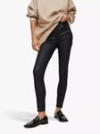 Mango Skinny Faux Leather Push Up Jeans, Black