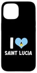 iPhone 15 I Love Saint Lucia Pride St. Lucian Flag Heart Case