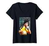 Womens Bruce Lee Legend Iconic Yellow Jumpsuit Vintage Poster V-Neck T-Shirt