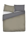 Italian Bed Linen CP-NC-Tortora/Fumo – 1PM Natural Color housse de couette double-face couleur unie avec taies d'oreiller, 100 % Coton, Tourterelle/Gris foncé, Small