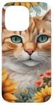 Coque pour iPhone 14 Pro Max Orange Tabby Cat and Sunflowers Feline & Floral