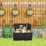 320L Black Garden Storage Box Large with Lid & Handle Chest Outdoor Toys Utility