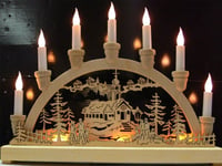 CHRISTMAS WOODEN CANDLE BRIDGE 10 LED WARM WHITE LIGHT WINDOW DECORATION GIFT 