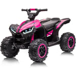 Lunsy - 12V Quad Electrique pour Enfants, Voiture Electrique Enfant atv avec Musique, Klaxon, Phare led, 83x 53x 56cm Rose