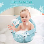 (Blue)Durable ABS Baby Bath With Backrest Support And Suction Cups