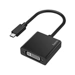 Hama Adaptateur USB C - DVI vers Moniteur pour transférer des données numériques et vidéo (4K, Prise étroite, matériaux Flexibles, Thunderbolt-3/4) Noir