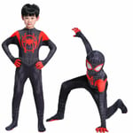 Kids Miles Morales kostym Spiderman Cosplay Jumpsuit cm 150