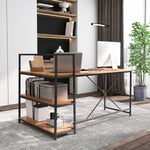 Design In - Bureau d'angle Réversible avec Étagère Rangement en l 148 x 100 x 90 cm Noir Naturel CW77475