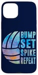 Coque pour iPhone 15 Plus Bump Set Spike Repeat Aquarelle Volleyball Femmes Adolescentes Filles