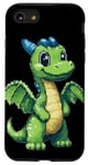 Coque pour iPhone SE (2020) / 7 / 8 Style artistique ludique vert Wyvern Dragon Pixel pour enfants