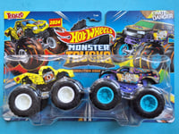 Totaled vs Crate Danger 🔥 Hot wheels Monster Trucks truck Jaune Violet Bleu