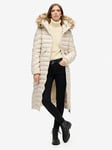 Superdry Fuji Faux Fur Hooded Coat - Grey, White, Size 12, Women