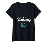 Womens Fish Makes My Heart Skip A Beat Tackle For Trout Fishing V-Neck T-Shirt