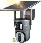 Camera surveillance exterieur sans fils Xega avec Carte SIM 2 Objectifs 100° et PTZ 360° Panneau solaire 8 W Batteries 15600 mAh