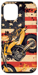 Coque pour iPhone 12/12 Pro Drapeau américain Art déco jaune pour moto Dirt Bike Braap