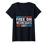 Womens Free on Wednesdays US Flag Vintage V-Neck T-Shirt