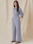 Great Plains Salerno Cotton Gingham Jumpsuit, Summer Navy White