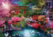 Puzzle Adulte 3000 Pieces Jardin Japonais Avec Rivière Cygnes Et Paons - Collect