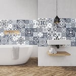 Ambiance Sticker Adhésifs Carrelages Autocollant Nuances de Gris Tsamikos Carreaux de Ciment Carrelage Sticker Mural Salle de Bain et Cuisine | 60 Pièces de 10 x 10 cm