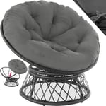 TecTake® Fauteuil Papasan en Rotin Chaise Relax Ronde Résine Tressée 1 Place Pivotant à 360°, Coussin Épais Grand Confort Inclus, Mobilier de Jardin pour Amenagement Balcon Terrasse Salon de Jardin