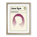 Book Cover Jane Eyre Charlotte Bronte Modern Framed Wall Art Print, Ready to Hang Picture for Living Room Bedroom Home Office Décor, Oak A2 (64 x 46 cm)