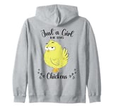 Just a Girl Who Loves Chickens Yellow Lover Women Girls Zip Hoodie