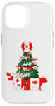 Coque pour iPhone 14 Pull de Noël moche avec drapeau canadien et arbre de Noël